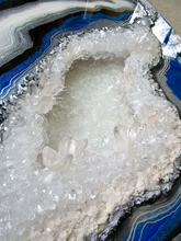 Load image into Gallery viewer, Royal Blue, Turquoise, & Silver 3D Geode w/ Clear Quartz 36" x 24" x 3.75"