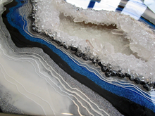 Load image into Gallery viewer, Royal Blue, Turquoise, & Silver 3D Geode w/ Clear Quartz 36" x 24" x 3.75"