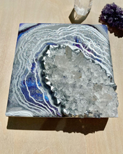 Load image into Gallery viewer, Blue-Violet & Silver Geode with Clear Quartz 6" x 6" x 2.75"