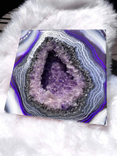 Load image into Gallery viewer, Amethyst & Pyrite 3D Geode Painting 12" x 12" x 2.5"