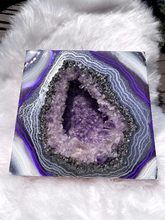 Load image into Gallery viewer, Amethyst & Pyrite 3D Geode Painting 12" x 12" x 2.5"