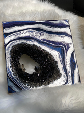 Load image into Gallery viewer, Smoky Quartz, Obsidian, and Pyrite w/ Silver Leaf - 14" x 14" x 2.5"