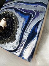 Load image into Gallery viewer, Smoky Quartz, Obsidian, and Pyrite w/ Silver Leaf - 14" x 14" x 2.5"