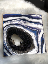 Load image into Gallery viewer, Smoky Quartz, Obsidian, and Pyrite w/ Silver Leaf - 14" x 14" x 2.5"