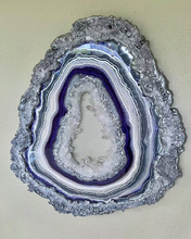 Load image into Gallery viewer, Purple & Silver Free Form Geode w/ Clear Quartz 26" x 24" x 1.75"