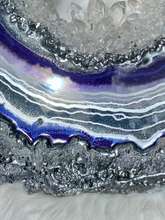 Load image into Gallery viewer, Purple & Silver Free Form Geode w/ Clear Quartz 26" x 24" x 1.75"