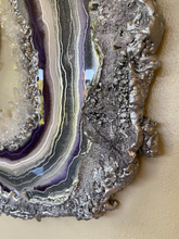 Load image into Gallery viewer, Purple & Silver Free Form Geode w/ Clear Quartz 26" x 24" x 1.75"