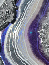 Load image into Gallery viewer, Purple & Silver Free Form Geode w/ Clear Quartz 26" x 24" x 1.75"