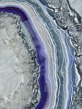 Load image into Gallery viewer, Purple & Silver Free Form Geode w/ Clear Quartz 26" x 24" x 1.75"