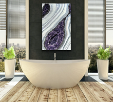 Load image into Gallery viewer, Large Violet, White, & Silver 3D Geode w/ Amethyst & Clear Quartz 48" x 30" x 4"