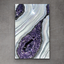 Load image into Gallery viewer, Large Violet, White, & Silver 3D Geode w/ Amethyst & Clear Quartz 48" x 30" x 4"