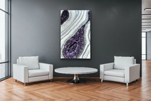 Load image into Gallery viewer, Large Violet, White, & Silver 3D Geode w/ Amethyst & Clear Quartz 48" x 30" x 4"