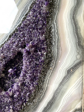 Load image into Gallery viewer, Large Violet, White, & Silver 3D Geode w/ Amethyst & Clear Quartz 48" x 30" x 4"