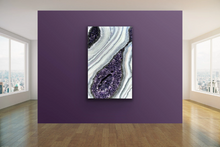 Load image into Gallery viewer, Large Violet, White, & Silver 3D Geode w/ Amethyst & Clear Quartz 48" x 30" x 4"