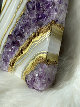 Load image into Gallery viewer, Gold Amethyst Geode Painting 12" x 12" x 3.4"
