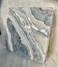 Load image into Gallery viewer, Celestite & Quartz Geode Painting 12" x 12" x 3.4"
