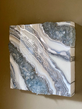 Load image into Gallery viewer, Celestite & Quartz Geode Painting 12" x 12" x 3.4"