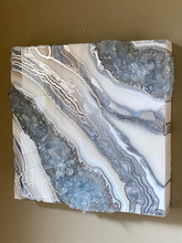 Load image into Gallery viewer, Celestite & Quartz Geode Painting 12" x 12" x 3.4"