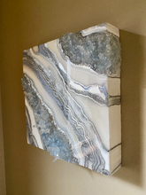 Load image into Gallery viewer, Celestite & Quartz Geode Painting 12" x 12" x 3.4"