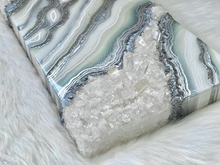 Load image into Gallery viewer, Silver White & Iridescent Green w/ Clear Quartz 20" x 10" x 3"