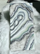 Load image into Gallery viewer, Silver White &amp; Iridescent Green w/ Clear Quartz 20&quot; x 10&quot; x 3&quot;
