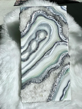 Load image into Gallery viewer, Silver White & Iridescent Green w/ Clear Quartz 20" x 10" x 3"
