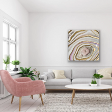 Load image into Gallery viewer, Large 3D Rose Quartz & Gold Geode w/ Clear Quartz 30" x 30" x 3.5"