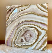 Load image into Gallery viewer, Large 3D Rose Quartz & Gold Geode w/ Clear Quartz 30" x 30" x 3.5"