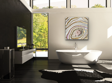 Load image into Gallery viewer, Large 3D Rose Quartz & Gold Geode w/ Clear Quartz 30" x 30" x 3.5"