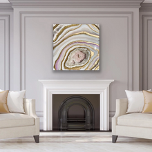 Load image into Gallery viewer, Large 3D Rose Quartz & Gold Geode w/ Clear Quartz 30" x 30" x 3.5"