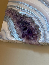 Load image into Gallery viewer, Silver Amethyst Geode Painting 12" x 12" x 3.4"