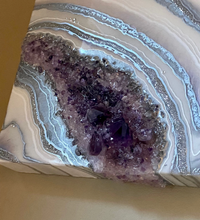 Load image into Gallery viewer, Silver Amethyst Geode Painting 12" x 12" x 3.4"
