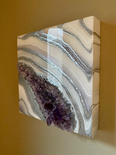Load image into Gallery viewer, Silver Amethyst Geode Painting 12" x 12" x 3.4"