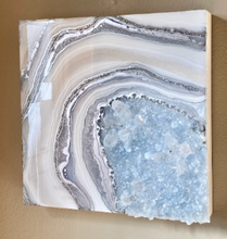 Load image into Gallery viewer, Celestite & Quartz Geode Painting 12" x 12" x 3.75"