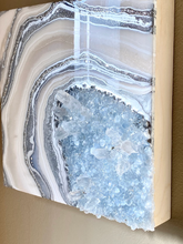 Load image into Gallery viewer, Celestite & Quartz Geode Painting 12" x 12" x 3.75"