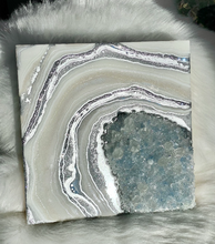 Load image into Gallery viewer, Celestite & Quartz Geode Painting 12" x 12" x 3.75"