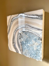 Load image into Gallery viewer, Celestite & Quartz Geode Painting 12" x 12" x 3.75"