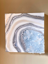 Load image into Gallery viewer, Celestite & Quartz Geode Painting 12" x 12" x 3.75"