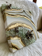 Load image into Gallery viewer, Green Calcite & Smoky Quartz Geode Painting 12" x 12" x 3"