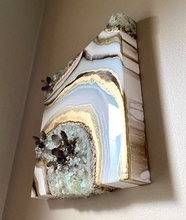 Load image into Gallery viewer, Green Calcite & Smoky Quartz Geode Painting 12" x 12" x 3"