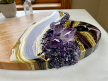 Load image into Gallery viewer, Black Gold & Purple Heart Shaped Bamboo Charcuterie Board - Amethyst