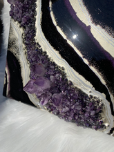 Load image into Gallery viewer, Black & Silver Amethyst Geode Painting 12" x 12" x 3.75"