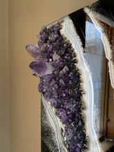 Load image into Gallery viewer, Black & Silver Amethyst Geode Painting 12" x 12" x 3.75"
