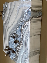 Load image into Gallery viewer, Blue Calcite w/ Smoky Quartz Points Geode Painting 12" x 12" x 3.75"