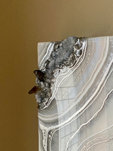 Load image into Gallery viewer, Blue Calcite w/ Smoky Quartz Points Geode Painting 12" x 12" x 3.75"