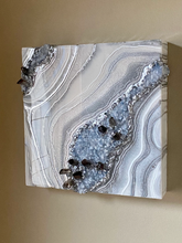 Load image into Gallery viewer, Blue Calcite w/ Smoky Quartz Points Geode Painting 12" x 12" x 3.75"