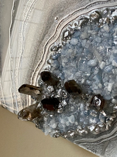 Load image into Gallery viewer, Blue Calcite w/ Smoky Quartz Points Geode Painting 12" x 12" x 3.75"