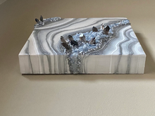 Load image into Gallery viewer, Blue Calcite w/ Smoky Quartz Points Geode Painting 12" x 12" x 3.75"