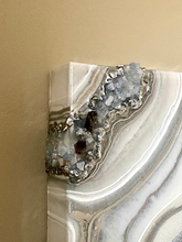 Load image into Gallery viewer, Blue Calcite w/ Smoky Quartz Points Geode Painting 12" x 12" x 3.75"