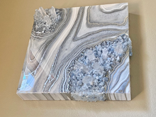 Load image into Gallery viewer, Blue Calcite w/ Brazilian Quartz Points Geode Painting 10" x 10" x 3.75"